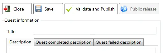 quest descriptions screen